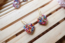 Load image into Gallery viewer, Arch sprinkle rainbow resin earrings
