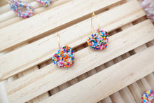 Load image into Gallery viewer, Arch sprinkle rainbow resin earrings