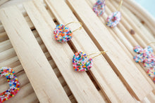 Load image into Gallery viewer, Arch sprinkle rainbow resin earrings