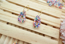Load image into Gallery viewer, Arch sprinkle rainbow resin earrings