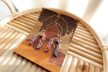 Load image into Gallery viewer, Arch sprinkle rainbow resin earrings