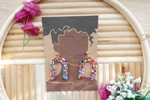 Load image into Gallery viewer, Arch sprinkle rainbow resin earrings