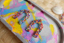 Load image into Gallery viewer, Arch sprinkle rainbow resin earrings