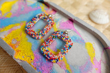Load image into Gallery viewer, Arch sprinkle rainbow resin earrings