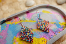 Load image into Gallery viewer, Arch sprinkle rainbow resin earrings