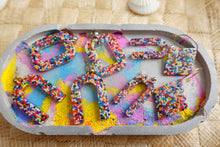 Load image into Gallery viewer, Arch sprinkle rainbow resin earrings