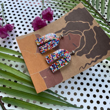 Load image into Gallery viewer, Arch sprinkle rainbow resin earrings