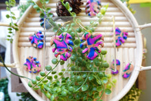 Load image into Gallery viewer, Multicolored Monstera Hoop Dangles
