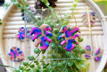 Load image into Gallery viewer, Multicolored Monstera Hoop Dangles
