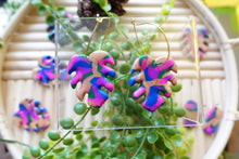 Load image into Gallery viewer, Multicolored Monstera Hoop Dangles
