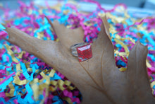 Load image into Gallery viewer, Red Pressed Adjustable Flower Ring made with resin
