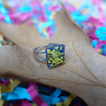 Load image into Gallery viewer, Handmade Black and Yellow Adjustable Resin Ring
