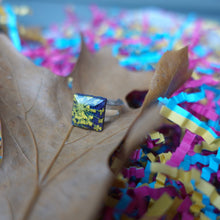 Load image into Gallery viewer, Handmade Black and Yellow Adjustable Resin Ring
