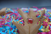 Load image into Gallery viewer, Red Pressed Adjustable Flower Ring made with resin
