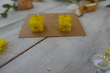Load image into Gallery viewer, Yellow Rock Cube Earrings
