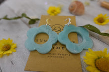 Load image into Gallery viewer, Teal Flower Earrings
