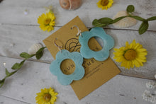 Load image into Gallery viewer, Teal Flower Earrings
