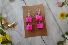 Load image into Gallery viewer, Pink Double Cube Dangle Earrings
