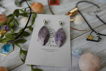 Load image into Gallery viewer, Purple and Silver Dangle Earrings
