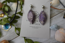 Load image into Gallery viewer, Purple and Silver Dangle Earrings
