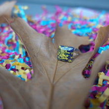 Load image into Gallery viewer, Handmade Black and Yellow Adjustable Resin Ring
