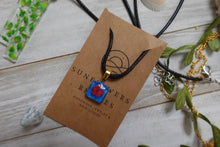 Load image into Gallery viewer, Small Square Blue Necklace with pressed Flower
