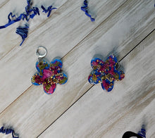 Load image into Gallery viewer, Pinkish Burgundy &amp; Blue Flower Earrings
