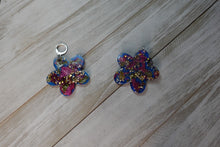 Load image into Gallery viewer, Pinkish Burgundy &amp; Blue Flower Earrings
