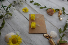 Load image into Gallery viewer, Yellow Rock Cube Earrings
