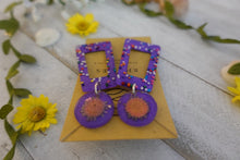 Load image into Gallery viewer, Purple Sprinkle Dangle Earrings
