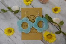 Load image into Gallery viewer, Teal Flower Earrings

