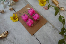 Load image into Gallery viewer, Pink Double Cube Dangle Earrings
