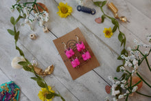 Load image into Gallery viewer, Pink Double Cube Dangle Earrings
