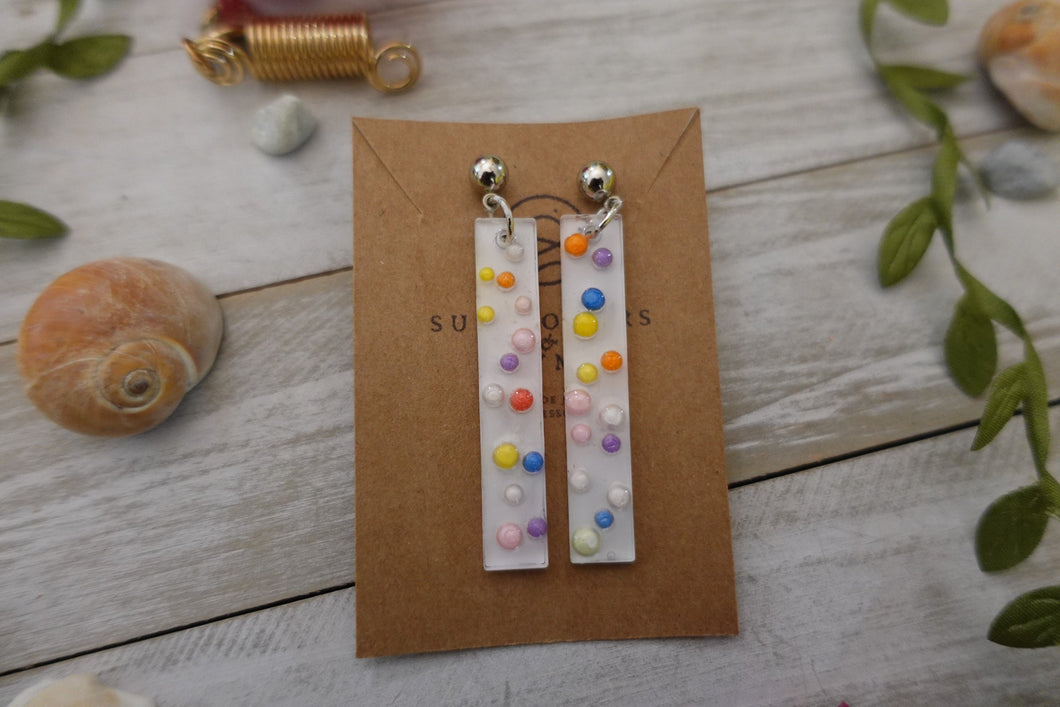 White polka dot rainbow earrings