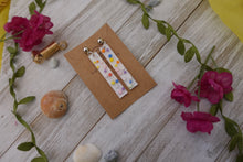 Load image into Gallery viewer, White polka dot rainbow earrings
