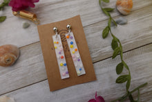 Load image into Gallery viewer, White polka dot rainbow earrings
