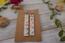Load image into Gallery viewer, White polka dot rainbow earrings
