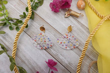 Load image into Gallery viewer, Rainbow Dot Fan Earrings
