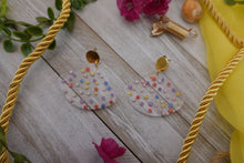 Load image into Gallery viewer, Rainbow Dot Fan Earrings
