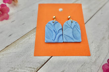 Load image into Gallery viewer, Light Blue Leaf Arch Dangle Polymer Clay Earrings
