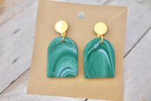 Load image into Gallery viewer, Teal green dangle earrings

