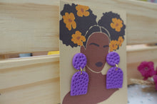 Load image into Gallery viewer, Purple Dangle dotted earrings
