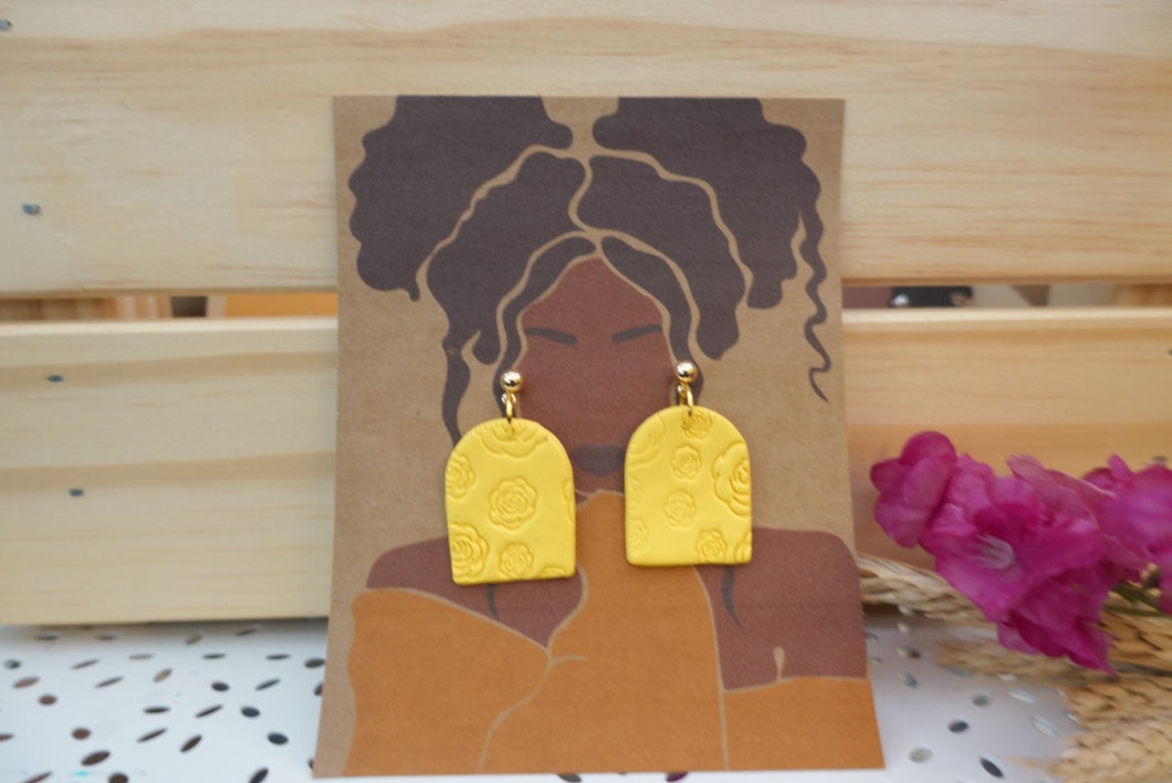 Yellow flower arch earrings