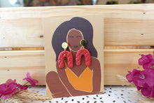 Load image into Gallery viewer, Redish orange Arch textured polymer clay earrings!
