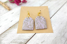 Load image into Gallery viewer, Light Pink and grey arch swirl arch polymer clay earrings

