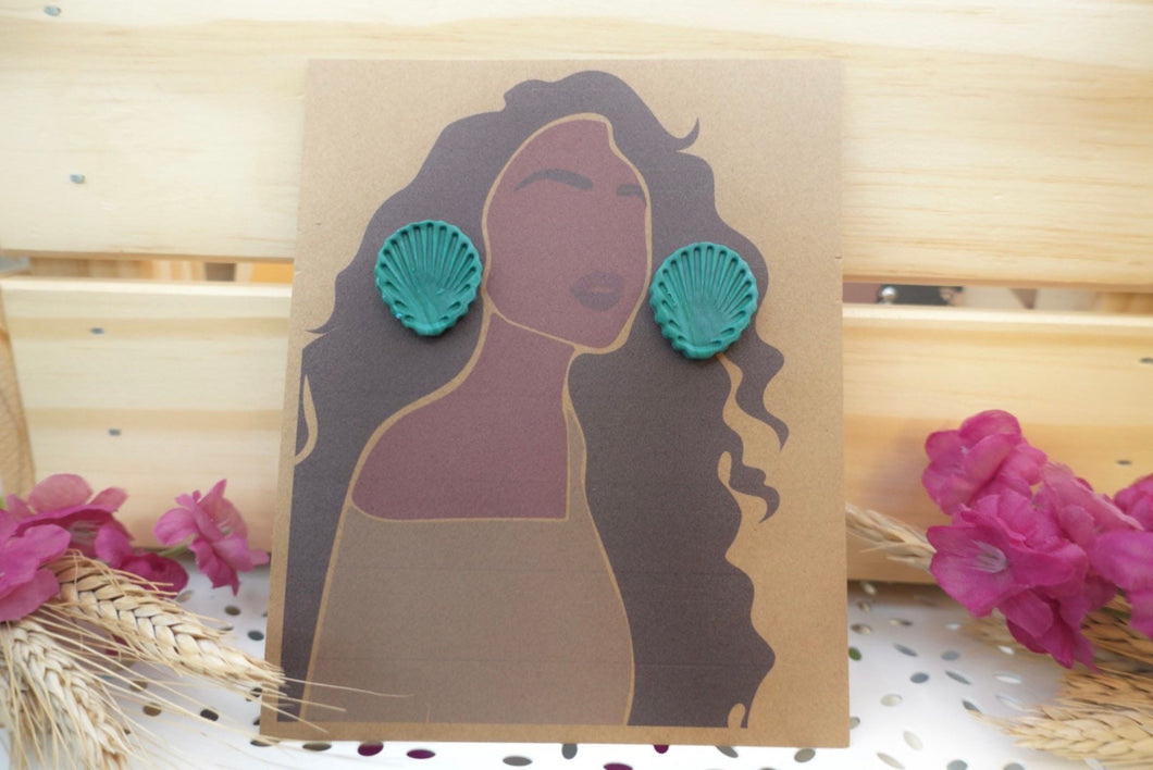 Green Sea shell studs