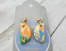 Load image into Gallery viewer, Small half circle dangle earrings | halftime moon dangle
