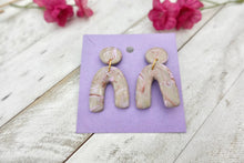 Load image into Gallery viewer, tan and pink marble arch earrings
