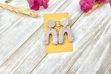 Load image into Gallery viewer, tan and pink marble arch earrings
