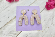 Load image into Gallery viewer, tan and pink marble arch earrings
